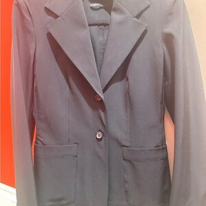 Prada Black Tailored Double ButtonBlazer with Notched Lapels. Size 38